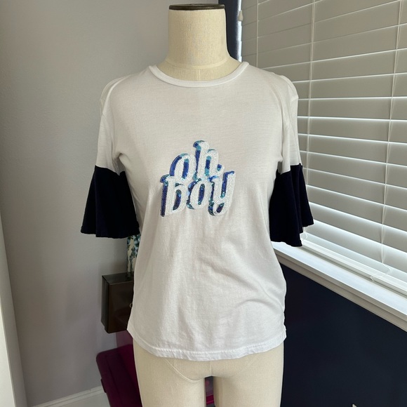 Sequin blue and white top - Picture 1 of 5